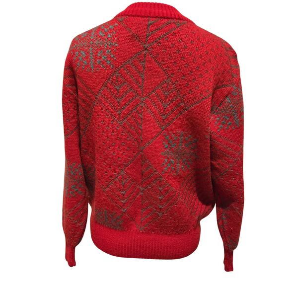 Vintage 80s Geiger Austria Red Pure New Wool Alpine Sweater, Size 38 - US Medium - Picture 2 of 9